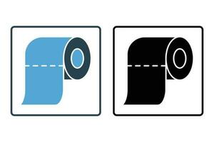 Toilet tissue paper roll icon. icon related to hygiene, bathroom. Solid icon style design. Simple vector design editable