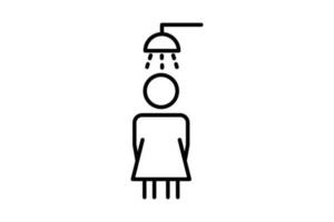 ducha icono. mujer duchándose icono relacionado a baño, higiene. línea icono estilo diseño. sencillo vector diseño editable