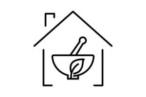 herbal medicine icon. leaves in house. icon related to herbal medicine house, healthy house. Line icon style design. Simple vector design editable