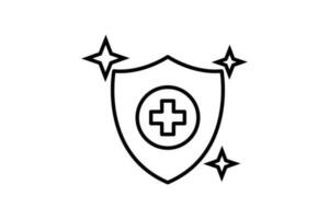 Hygiene protection icon. shield and health cross. icon related to hygiene. Line icon style design. Simple vector design editable