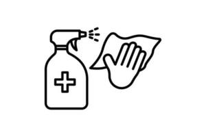 antiseptic spray bottle. element antibacterial disinfect surfaces, wet cleaning. icon related to disinfectant, antiseptic . Line icon style design. Simple vector design editable