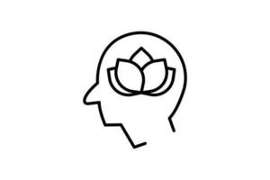 Peace of mind icon. lotus in head. icon related to meditation, relaxation. Line icon style design. Simple vector design editable