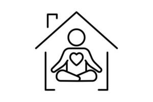 casa icono con yoga. icono relacionado a yoga estudio, yoga, meditación, relajación. línea icono estilo diseño. sencillo vector diseño editable