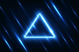 Vector triangle frame blue neon light on dark blue overlap design. Futuristic technology background.