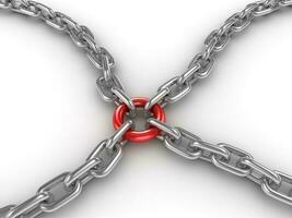 Chain fastened by a red ring photo