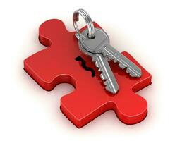 Red puzzle piece and key photo