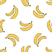 Seamless pattern with yellow banana. Vector hand drawn print