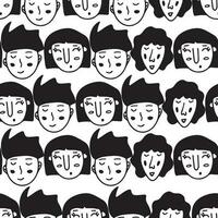 Seamless pattern with faces of guys and girls. Vector