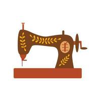 Vintage sewing machine. Hand drawn vector isolated tool