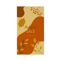 Autumn background for social media stories. Banner vector sale