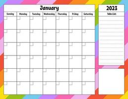 Blank calendar template for one month without dates. Colorful design with a cute character. Vector illustration.