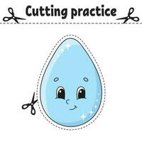 Cutting practice. Educational activity worksheet for kids and toddlers. Game for children. Vector illustration.