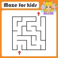 Abstract maze. Game for kids. Puzzle for children. cartoon style. Labyrinth conundrum. Find the right path. Cute character. Vector illustration.