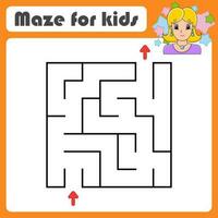 Abstract maze. Game for kids. Puzzle for children. cartoon style. Labyrinth conundrum. Find the right path. Cute character. Vector illustration.