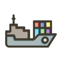 Cargo Ship Thick Line Filled Colors For Personal And Commercial Use. vector