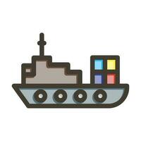 Cargo Ship Vector Thick Line Filled Colors Icon Design