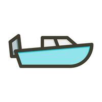 Speed Boat Vector Thick Line Filled Colors Icon Design