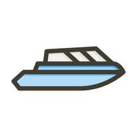 Small Yacht Vector Thick Line Filled Colors Icon Design