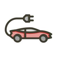 Electric Car Vector Thick Line Filled Colors Icon Design