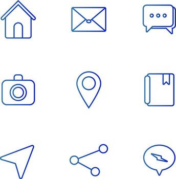 a small collection of media symbol gradient line icons in one vector