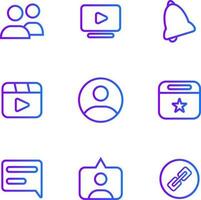 a small collection of media symbol gradient line icons in one vector