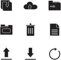 a small collection of black solid icons of media symbols in one vector