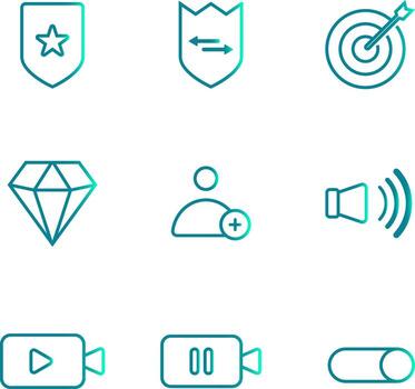 un pequeño colección de medios de comunicación símbolo degradado línea íconos en uno vector