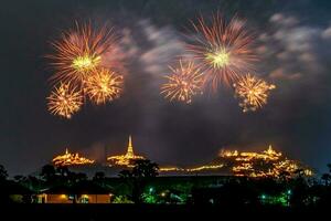 fireworks celebration in the dark sky photo