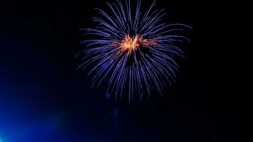 fireworks celebration over the temple in the dark sky photo