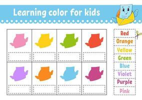 Learning color for kids. Education developing worksheet. Activity page with color pictures. Riddle for children. vector