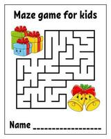 Square maze. Labyrinth conundrum. Game for kids. Puzzle for children. Cartoon character. Isolated on white background. Vector illustration.