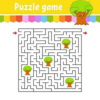 Square maze. Game for kids. Puzzle for children. Labyrinth conundrum. Color vector illustration. Find the right path. Isolated vector illustration. cartoon character.