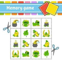 juego de memoria para niños. hoja de trabajo de desarrollo educativo. página de actividades con imágenes. juego de rompecabezas para niños. entrenamiento del pensamiento lógico. personaje divertido estilo de dibujos animados ilustración vectorial vector