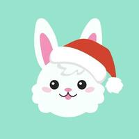 Cartoon character christmas rabbit. Colorful vector illustration. Isolated on color background. Design element. Template for your design, books, stickers, cards.