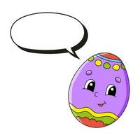 Speech bubble of different shape. With a cute cartoon character. Hand drawn. Easter theme. Thinking balloons. Vector illustration isolated on white background. doodle style.