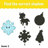 Find the correct shadow. Education developing worksheet. Matching game for kids. Activity page. Puzzle for children. cartoon character. Vector illustration.