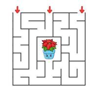 Square maze. Game for kids. Puzzle for children. cartoon character. Labyrinth conundrum. Color vector illustration. Find the right path. The development of logical and spatial thinking.