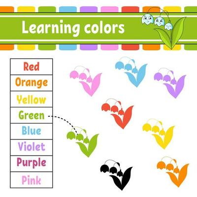 Learning colors. Education developing worksheet. Activity page with pictures. Game for children. Funny character. cartoon style. Vector illustration.