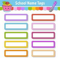 School name tags. Bright stickers. Rectangular label. . vector