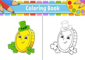 Coloring page for kids. cartoon character. Vector illustration. Black contour silhouette. Isolated on white background. St. Patrick's day.