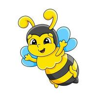 Cartoon character bee. Isolated on white background. Design element. Template for your design, books, stickers, cards. Vector illustration.