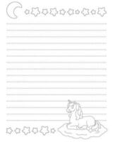 Lined sheet template. Handwriting paper. For diary, planner, checklist, wish list. Vector illustration isolated on white background.