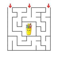 Square maze. Game for kids. Puzzle for children. cartoon character. Labyrinth conundrum. Color vector illustration.
