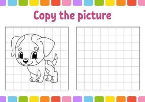 Copy the picture. Coloring book pages for kids. Education developing worksheet. Game for children. Handwriting practice. Funny character. Vector illustration.