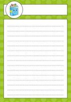 Lined sheet template. Handwriting paper. For diary, planner, checklist, wish list. Back to school theme. Vector illustration.