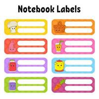 School name label. Bright stickers. Rectangular label. Color vector isolated illustration.