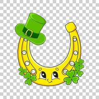 Cute cartoon character sticker. St. Patrick's day. Isolated on transparent background. Design element. Vector illustration.