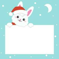 Cartoon character christmas rabbit. Colorful vector illustration. Isolated on color background. Design element. Template for your design, books, stickers, cards.