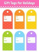 Gift tags. For holidays with space for your text. Bright stickers. Rectangular label. Color vector isolated illustration.