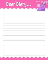 Lined sheet template. Handwriting paper. For diary, planner, checklist, wish list. Vector illustration.